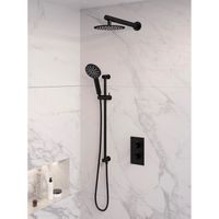 Inbouw Regendouche Set Brauer Black Edition Wanduitloop Ronde Hoofddouche 20 cm Met Glijstang en Handdouche 3 Standen Mat Zwart Brauer