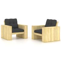 Tuinstoelen 2 st met antraciet kussens geïmpregneerd grenenhout