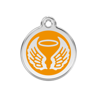 Angel Wings Orange roestvrijstalen hondenpenning medium/gemiddeld dia. 3 cm - Reddingo