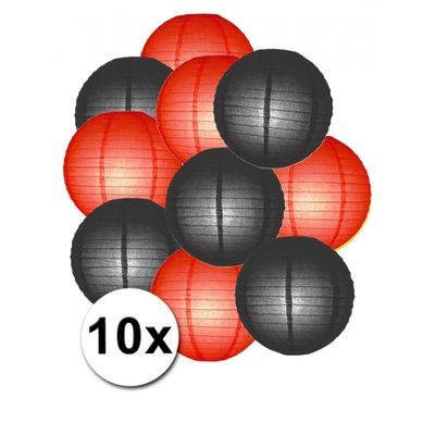 Feestartikelen lampionnen zwart/rode10x