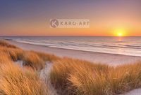 Karo-art Afbeelding op acrylglas - Duinen en strand bij zonsondergang op Texel