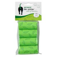 Mr. Poop! Hondenpoepzakjes biologisch afbreekbaar - 4 rollen - 60 zakjes - Groen Mr. Poop! Hondenpoepzakjes biologisch afbreekbaar - 4 rollen - 60 zakjes - Groen