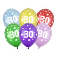 6x stuks verjaardag ballonnen 30 jaar thema met sterretjes 6x stuks verjaardag ballonnen 30 jaar thema met sterretjes
