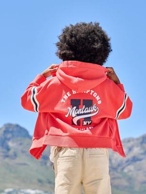 Sweater voor jongens met geplaatst motief rood