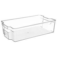 Koelkast/keuken organizer bak - transparant - kunststof - L37 x B21 x H10 cm - groente lade