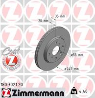 Remschijf COAT Z ZIMMERMANN, Remschijftype: Buiten geventileerd, u.a. für Citroën, Peugeot, Toyota