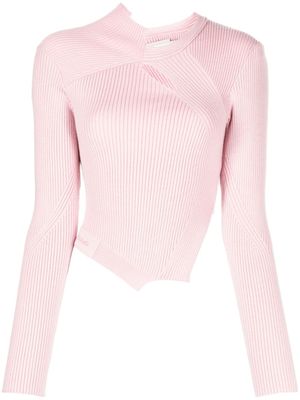 Feng Chen Wang pull en maille nervurée à découpe - Rose
