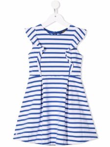 POLO RALPH LAUREN KIDS robe rayée à manches courtes - Bleu