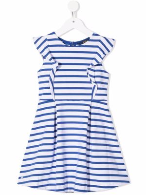 POLO RALPH LAUREN KIDS robe rayée à manches courtes - Bleu