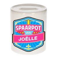 Kinder spaarpot met naam - Joelle - keramiek - met dop - wit - Sparen - Spaargeld van Joelle