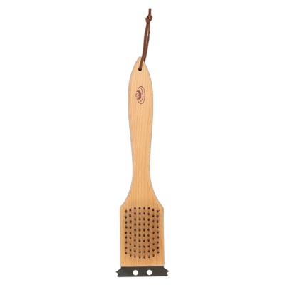 Fancy Flames BBQ Schoonmaakborstel - RVS/hout - 2 in 1 - met handvat - voor roosters