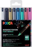 Uni POSCA paintmarker PC-1MC, 0,7 mm, etui met 8 stuks in geassorteerde metallic kleuren - thumbnail