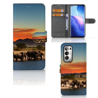 OPPO Find X3 Neo 5G | Telefoonhoesje | Met pasjeshouder | Olifanten