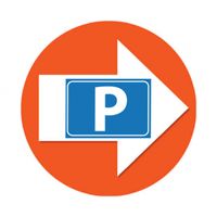 4 stuks oranje pijl en P logo sticker