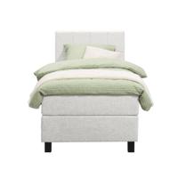 Leen Bakker - Boxspring Liv Geblokt - Ecru - 90x200 Cm - Vierkante Poot - Stof - Crème