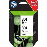 HP 301 pack van 2 zwarte / 3 kleuren originele inktcartridges voor HP Envy 4505 en HP DeskJet 1050/1512/2548 / 3057A (N9J72AE)