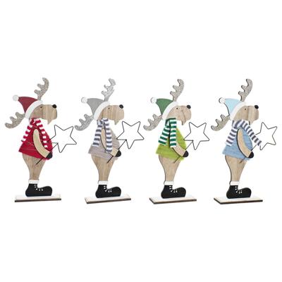 Kerstversiering DKD Home Decor Hout Polyester Rendier (5 x 22 x 41 cm) (4 Stuks)