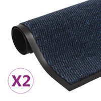 VidaXL Droogloopmatten 2 st rechthoekig getuft 60x90 cm blauw - thumbnail