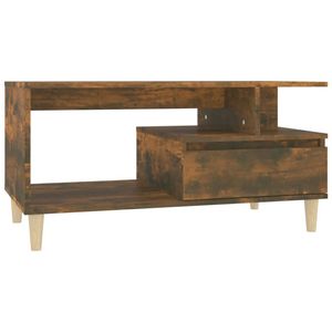 The Living Store Salontafel Gerookt Eiken - 90 x 49 x 45 cm - Duurzaam Hout - Opbergruimte