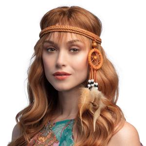 Verkleed haarband/hoofdband met veertjes - meisjes/dames - prinses/hippie/flower power/cosplay