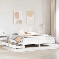 Bedframe zonder matras massief grenenhout wit 180x200 cm