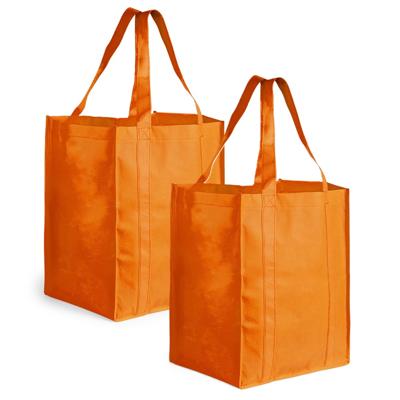 Boodschappen tas/shopper BIGGY - 2x - oranje - 38 x 33 x 25 cm - Stevige boodschappentassen/shopper