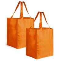 Boodschappen tas/shopper BIGGY - 2x - oranje - 38 x 33 x 25 cm - Stevige boodschappentassen/shopper Boodschappen tas/shopper BIGGY - 2x - oranje - 38 x 33 x 25 cm - Stevige boodschappentassen/shopper