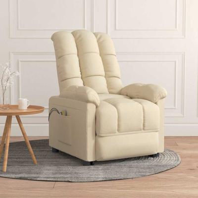 Massagestoel elektrisch stof crèmekleurig