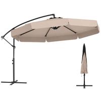 Zonneparasol van 305 cm met Hoes Eenvoudig in Hoogte Verstelbaar Stevige Parasol voor Buiten-Beige