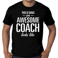 Grote Maten Awesome / geweldige coach t-shirt voor heren zwart