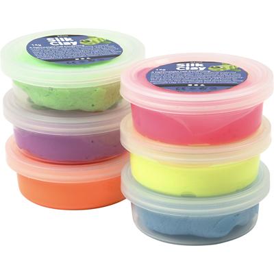Silk Clay neon kleuren, 6x14gr.