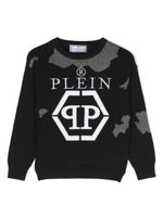 Philipp Plein Junior pull en coton à logo brodé - Noir