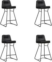 Set van 4 Zwarte leren industriële barkrukken Candy - staal zwart - Granada leer Black (zwart leer) Set van 4 Zwarte leren industriële barkrukken Candy - staal zwart - Granada leer Black (zwart leer)