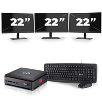 Fujitsu Esprimo Q520 USFF - Intel Core i7-4e Generatie - 16GB RAM - 256GB SSD - Windows 10 + 3x 22 inch Monitor