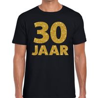 30 jaar gouden glitter tekst t-shirt zwart heren