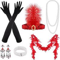 Vintage Jaren 1920 Gatsby Jaren '20 flapper hoofdband Accessoireset Ketting Oorbel Charleston Dames Veer Modieus Maskerade Festival Handschoenen Lightinthebox - thumbnail