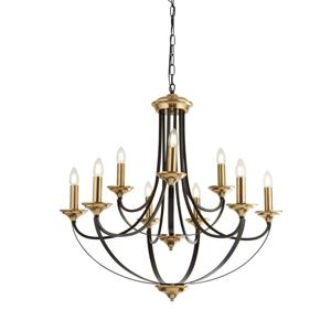 Searchlight Klassieke kroonluchterBelfry 9-lichts 78cm brons met goud - 1849-9BZ