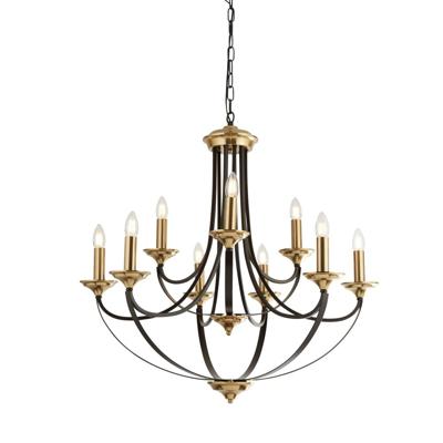 Searchlight Klassieke kroonluchterBelfry 9-lichts 78cm brons met goud - 1849-9BZ