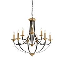 Searchlight Klassieke kroonluchterBelfry 9-lichts 78cm brons met goud - 1849-9BZ