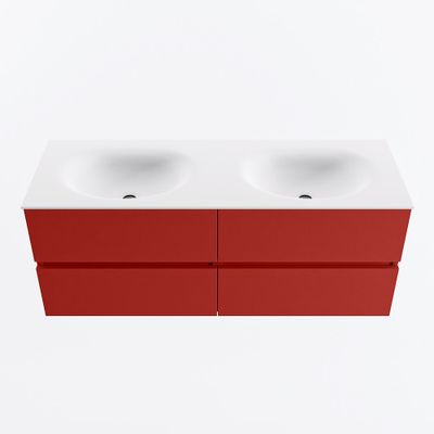 MONDIAZ VICA 130cm badmeubel onderkast Fire 4 lades. Wastafel MOON dubbel 2 kraangaten, kleur Talc.
