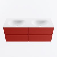 MONDIAZ VICA 130cm badmeubel onderkast Fire 4 lades. Wastafel MOON dubbel 2 kraangaten, kleur Talc.