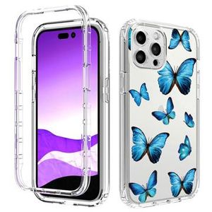 Sweet Armor Series iPhone 14 Pro Hybrid Hoesje - Blauwe vlinder