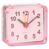Reiswekker/alarmklok analoog - roze - kunststof - 6 x 3 cm - klein model - thumbnail