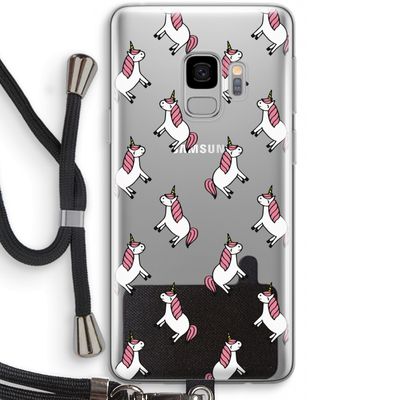 Eenhoorns overal: Samsung Galaxy S9 Transparant Hoesje met koord