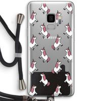 Eenhoorns overal: Samsung Galaxy S9 Transparant Hoesje met koord