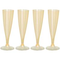 Prosecco/champagneglazen - 4x - geel - kunststof - 130 ml - herbruikbaar