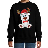 Kersttrui/sweater voor jongens/meisjes - Merry Christmas - zwart - Kerst ijsbeer