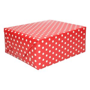 Inpakpapier/cadeaupapier rood met stip 200 x 70 cm op rol   -