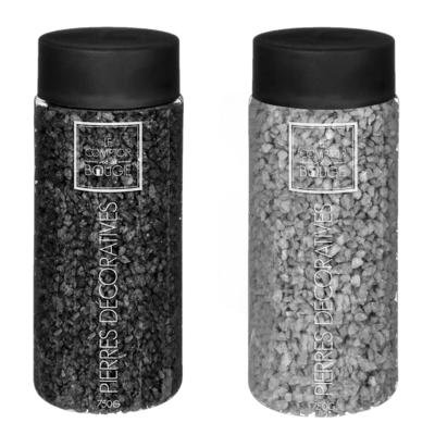 Atmosphera Decoratie steentjes - 2x potjes - zwart en grijs - 750 gr - Steenkorrels - vulmateriaal