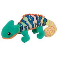 Nature Planet Knuffeldier Kameleon - zachte pluche stof - veel details - multi kleuren - 13 cm